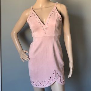 Tea & cup suede pink mini dress
